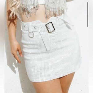 Glam rhinestone white skirt